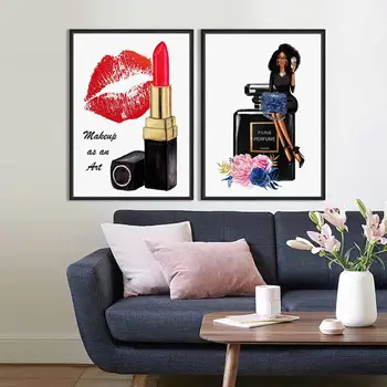 DIY pictură digitală imagine parfum Paris ruj de mână-pictat pictura in ulei cadou de panza pictura și digital home decor