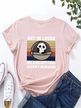 Obține în Ratat primim Chicky Păți nave Spațiale Femei Maneca Scurta Tricou Panda Print T-shirt Femei Top Tee