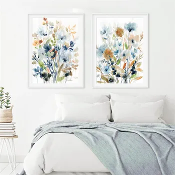 Culoare De Apă De Flori De Plante Canvas Postere Si Printuri Poze De Perete Pentru Casa De Design De Cameră Decor Estetic, De Decorare Camera De Zi