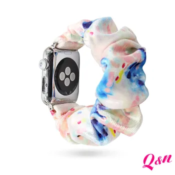 Roz Tie Dye Catifea Apple Watch Elasticele Trupa,38/40,42/44mm pentru Apple Watch,Material Elastic Curea Apple Watch