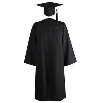 Rochie de absolvire Culoare Solidă Închidere cu Fermoar Unisex V Gatului Maneca Lunga Plisata Robă Lungă, Pălărie Set Plus Dimensiune школьная форма 2021