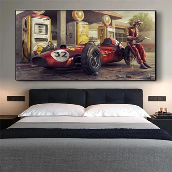 Mașină de epocă Postere si Printuri Ferrari Clasic de Curse Masina de Curse F1 Panza Pictura Cuadros de Arta de Perete Poza Pentru Decor Acasă