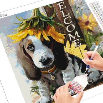 EverShine Diamant Broderie Câine Animal Complet Piața Diamant Mozaic De Primăvară Pietre Pictura Arta Cruciulițe Cadou Handmade