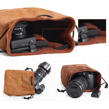 Portabil Geanta Foto DSLR Canon Universal Cordon Saci de Mână Pânză Impermeabilă Sac Obiectiv pentru Nikon Sony Pentax Camera de Caz