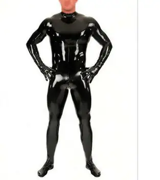 Vânzare fierbinte Costum de Latex de Cauciuc Gummi Pur Dresuri Negre Catsuit 0,4 mm Dimensiuni S-XXL