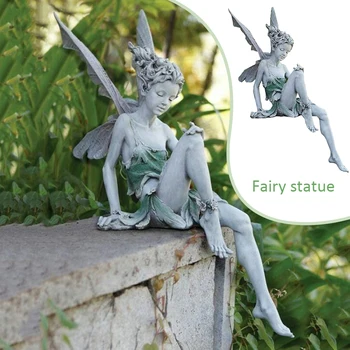 Rășină Grădină Zână Statuie Ambarcațiuni Gnome Garden Decor Aripi De Zână Figurina Ornament De Gradina Accesorii Elfi Decor Birou Cadou