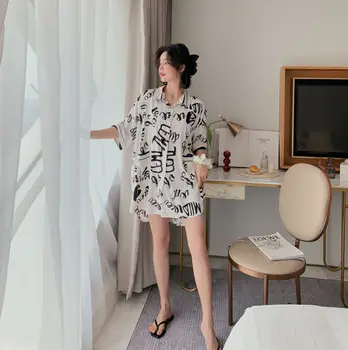 2020 Nou Cămăși De Noapte Pentru Femei De Vară Fibre De Viscoză Tricou Fusta Homewear Sleepwear Sleepshirts Tipărite Scrisoare Cămașă De Noapte De Agrement Topuri