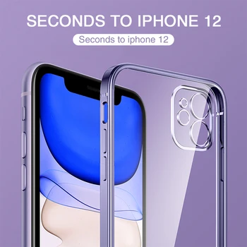 De lux, Cadru Patrat Placare Caz Clar de Telefon Pentru iPhone 12 11 Pro XS Max Mini X XR 6 7 8 Plus SE 2020 Transparent cu Capac de Silicon