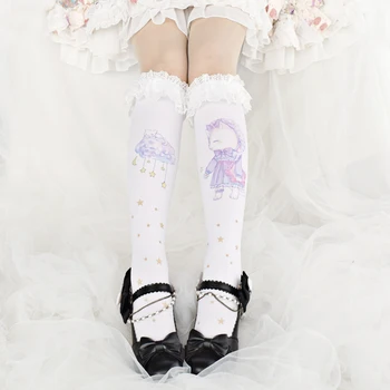 Japoneze Lolita din dantela poate Ailei Si Lolita cat Șosete șosete până la genunchi bottom sosete femei semi-cilindric