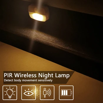 Auto Senzor LED-uri Lumini de Noapte de Mișcare fără Fir PIR Senzor Inteligent Clare, Luminoase, Autocolant Adezivi Hol, Debara, Camera Lămpi