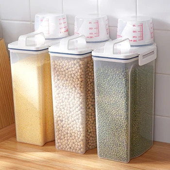 Cereale Grosier Cutie De Depozitare Din Plastic Containere Sigilate, Cutii De Cereale De Bucatarie Flip Alimentare Rezervor Etanș Cutii