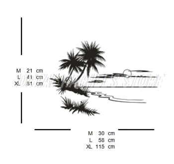 Home Decor Autocolant Tropical Island Palm Siluete De Vinil Decal Copac De Nucă De Cocos Camera De Zi Dormitor Mașină De Răsărit Apus De Soare