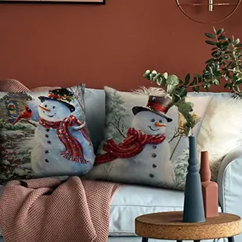 4buc/set Craciun Perna Decorativa Caz Cu Poliester de Imprimare Pe om de Zăpadă de Crăciun Pătrat Pernele de Acoperire