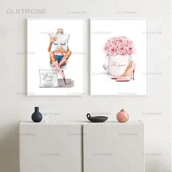 Panza Pictura Modern Salon De Frumusețe Arta De Perete Decor Nordic Genele Negre Buzele Femei Poster De Imprimare Simplitate Parfumuri Cărți Poze