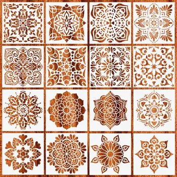 16pcs/set Sabloane Mandala DIY Șablon Desen Pictura Scrapbooking Carte de Hârtie Relief Album Decorative Ambarcațiuni