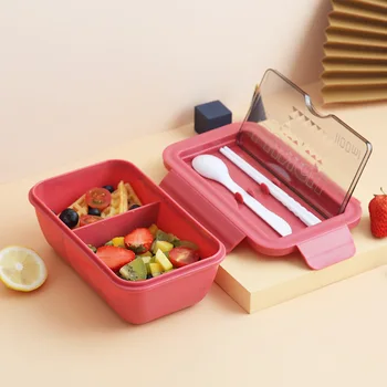 Cuptor cu microunde Cutie de Prânz Set Divizia 1100ml Container pentru Alimente Sănătoase masa de Prânz Cutii Bento Cutia cu Linguri Betisoarele Tacâmuri