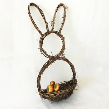 Easter Bunny Drăguț Forma Coroană De Flori Lucrate Manual, Din Ratan Iepure Ghirlanda Casă De Vacanță Geamul Portierei Agățat De Ornament