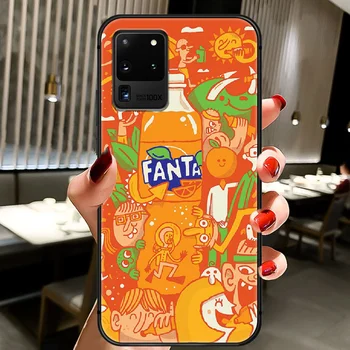 Fanta Bea Telefon Orange Caz Capacul Coca Pentru Samsung Galaxy S 6 7 8 9 10 e 20 de Marginea Uitra Nota 8 9 10 Plus negru Bara de protectie Moale