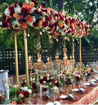 Dreptunghiulară cadru metalic flori de nunta suport de masă centrală decor nunta