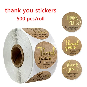 500pcs hârtie kraft de aur mulțumesc autocolant pentru cadou cadou obiecte de decor lucrate manual rotund eticheta autocolant
