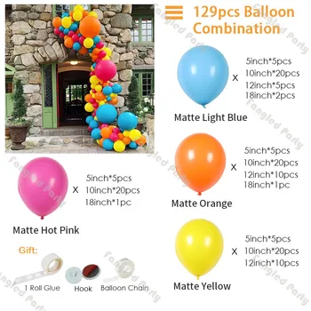 129pcs Mat Albastru deschis Portocaliu Ghirlanda Baloane Galben Roz Baby shower Balon Arc Ziua de Gen Dezvăluie Consumabile Partid