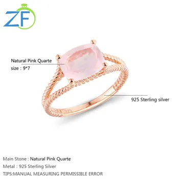 GZ ZONGFA Vânzare Fierbinte Moda Bijuterii Naturale de culoare Roz Quarte Piatră prețioasă Argint 925 pentru Femei Inele pentru Fete