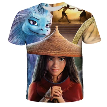 3D Imprimate Tricou Copii Băieți Fete Haine Raya și Ultimul Dragon de Vara cu Maneci Scurte T-Shirt, Blaturi 4T-14T