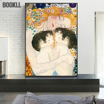 Celebre Postere și de Imprimare Dragostea de Mama Gemeni Copil De Gustav Klimt Panza Pictura Arta de Perete Imagine Estetică Cameră Decor