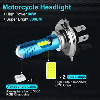 LED-uri auto pentru Faruri H4 H7 BA20D P15D Motocicleta Capul Lumini cu led-uri anti-vibrații HS1 înlocuire moto LED Lampă Bec