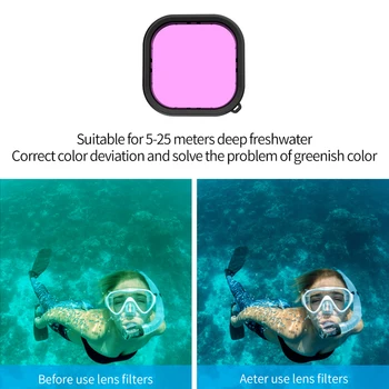 Roșu Magenta Snorkel Filtre Portabile de Eliberare Rapidă Ușor pentru GoPro Hero 9 Aqua Dive Filtre Hero9 Accesorii