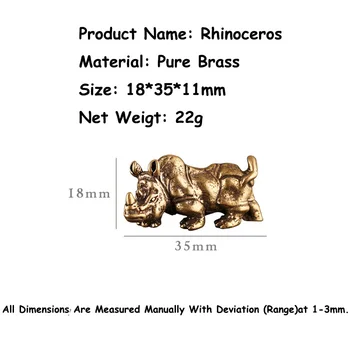 Retro Alamă Solidă Rinocer Pandantive Ornamente Bronz Antic Animal Taur Statuie Oamenii Cheie De Masina Lanț De Inele Birou Decoratiuni Cadouri