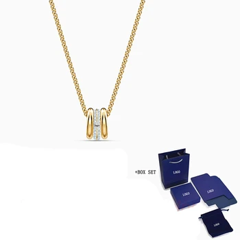 2020 Moda Bijuterii Pandantiv Colier Aur Galben Trei Runde De Cristal Femeie Romantice Cadouri Pentru Femei