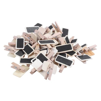 50 de Mini-tabla de lemn mesaj de ardezie dreptunghi clip panoul de card de memo-uri etichetă de preț de brand loc de numărul de masă