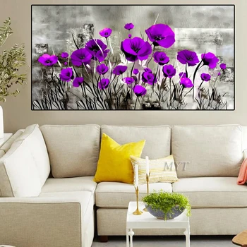 Planta Flori Pictura Arta Rosu Albastru Violet Floare Canvas Tablou Modern Decor Acasă Pictura