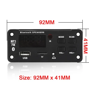 12V Bluetooth 5.0 Player MP3 Decoder Bord 2 x 25W Amplificator Difuzor Auto Modul Radio FM 5V TF, USB, AUX Audio Pentru Auto fără comenzi manuale