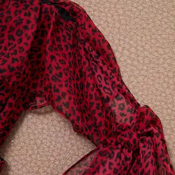 2021 Vara Femei Sexy Rochie De Moda Pistei De Pe Umăr Volane Red Leopard Print Arc Volane Mult Partid Rochie De Vacanță