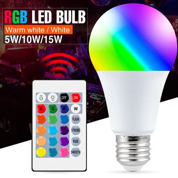 Bec LED E27 RGB Smart LED-uri de Lumină de Economisire a Energiei Bombillas 85-265V Lampa Estompat Lumina la fața Locului 5W 10W 15W RGBW pline de culoare Porumb Lumina