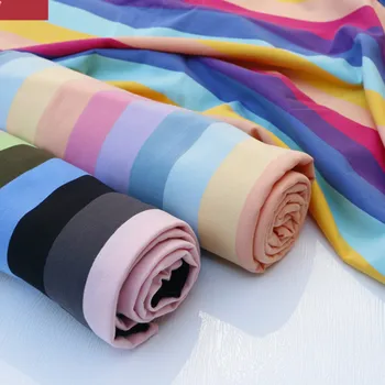 Colorate cu dungi tricot subțire fir de bumbac vopsit rainbowStriped tricou tesatura stretch