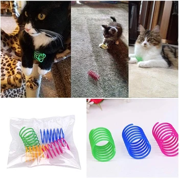 4buc Cat de Primavara Colorate Jucării de Plastic Bobina Arcuri Spirale pentru Pisica Pisoi Animale de companie de Interior Active Sănătoasă Juca Accesorii pentru animale de Companie Set