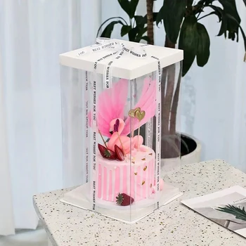 Tort pătrat Cutie Copil de Naștere Tort de Ambalare Cadou Jucărie a crescut urs floare cutie de cadou ambalaj Transparent cutie de Valentine cake box