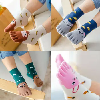 Moda pentru Copii Deget, Șosete Drăguț Copil Șosete Copil copii Copii Fete Băieți Animale Desene animate Cinci Degete Ciorap Ciorapi Deget de la picior Ciorap