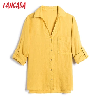 Tangada 2021 Femei Bază Solidă Bumbac Bluza cu Maneci Lungi Chic de Birou de sex Feminin Lady Shirt Blusas Femininas 6H5