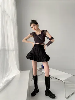 CHEERART de Vară 2021 Mare Elastic Talie Zburli Fusta Femei Rochie de Bal Mini-coreean Fusta Scurta Alb Gri Negru Fundul Îmbrăcăminte