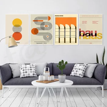 Bauhaus Dungă și Geometrie Expozitie de Pictura Panza Poster Abstract Epocă Muzeul Imagine Printuri de Arta de Perete pentru Decor Acasă