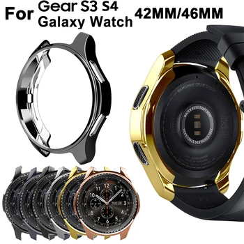 Prin galvanizare Caz pentru Samsung Gear S3 S4 Galaxy Watch 46mm 42mm Moale TPU Toate-în Jurul valorii de Bara de protecție de Protecție Cadru Margini în Jurul valorii de