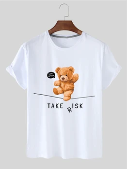LH20617 Vara Personalitate Creatoare Confort Urs Drăguț Model Imprimat de Dimensiuni Mari Sport Casual cu Maneci Scurte T-shirt Pentru Femeie