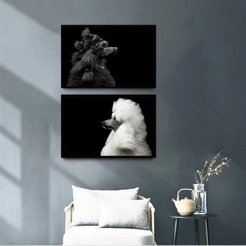 Panza Pictura Nobil Pudel Negru Și Alb Arta de Perete Postere si Printuri Imaginile pentru Camera de zi de Decorare Dormitor Decor Acasă