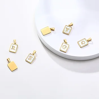 Inițial de Culoare de Aur Tag Scrisoare Farmec Shell a - Z Alfabet Scrisoare Pandantiv Colier pentru Femei Monograma Bijuterii