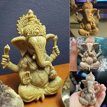 Gresie Ganesha Elefant Elefant Buddha De Aur Sculptura Sculptate De Mână, De Masă