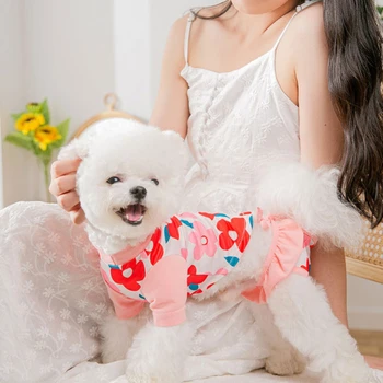 Haine de câine Cățeluș de Vara costume de Baie Rece Completă de Imprimare Salopeta Costum din Două piese pentru Animale Mici Subțire Respirabil animale de Companie Haine